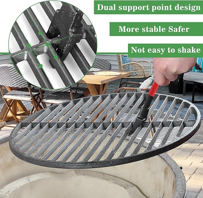 Grill Grate Lifter Gripper, Cast Iron Cooking Grid Lifter Grill Accessories for Kamado Joe Charcoal Grill Big Green Egg Primo Grill Set for Moving Cast Iron and Stainless Steel Grilling Nets