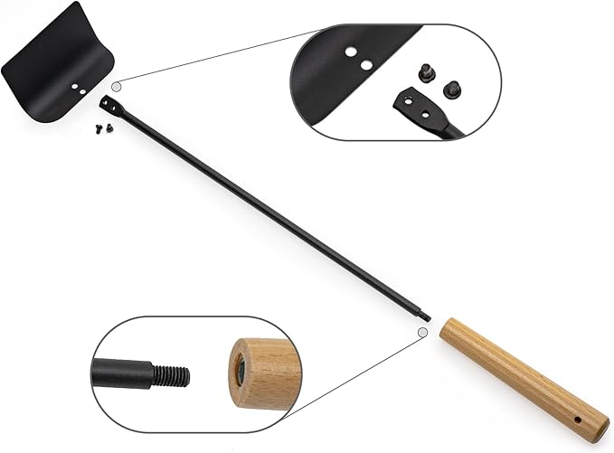 BBQ Charcoal Rake Charcoal Ash Tool, BBQ Cleaner Poker Scraper for Pizza Oven, Kettle, Kamado Grills