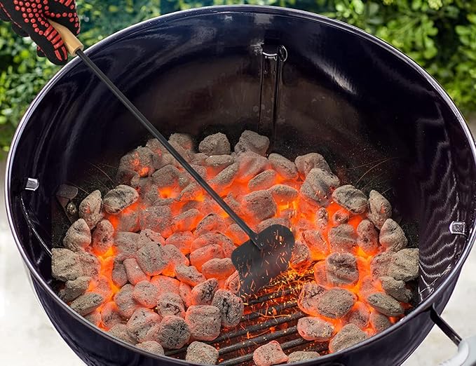 BBQ Charcoal Rake Charcoal Ash Tool, BBQ Cleaner Poker Scraper for Pizza Oven, Kettle, Kamado Grills