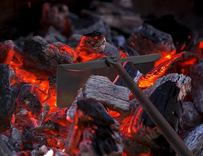 BBQ Charcoal Rake Charcoal Ash Tool, BBQ Cleaner Poker Scraper for Pizza Oven, Kettle, Kamado Grills
