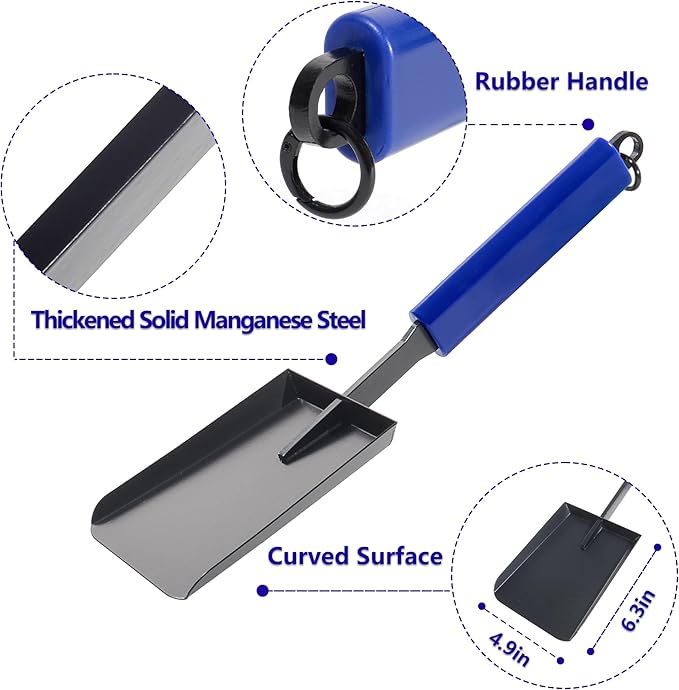 15in Fireplace Shovel Ash Shovel for Fire Pit Fireplace Scoop Charcoal Shovel Solid Iron Gardening Shovel Fireplace Tools for Outdoor Fire Pit Indoor Fireplace Solo Stove
