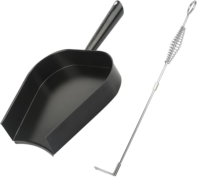 Ash Pan for Big Green Egg, Stainless Steel Ash Tool Kit Ash Tool Poker Rake Set for Big Green Egg Large, for Kamado Joe, for Charcoal Smoker Wood Burning Stove