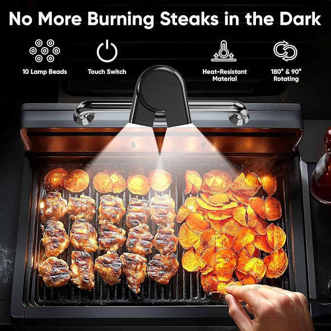 Grill Light BBQ Grilling Accessories - Funny Birthday Gifts for Men, Bright Dual Lamp Head Outdoor LED BBQ Light Smoker Grill Accessories, Unique Christmas Stocking Stuffers & White Elephant Gifts
