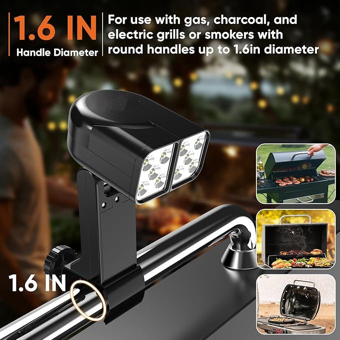 Grill Light BBQ Grilling Accessories - Funny Birthday Gifts for Men, Bright Dual Lamp Head Outdoor LED BBQ Light Smoker Grill Accessories, Unique Christmas Stocking Stuffers & White Elephant Gifts