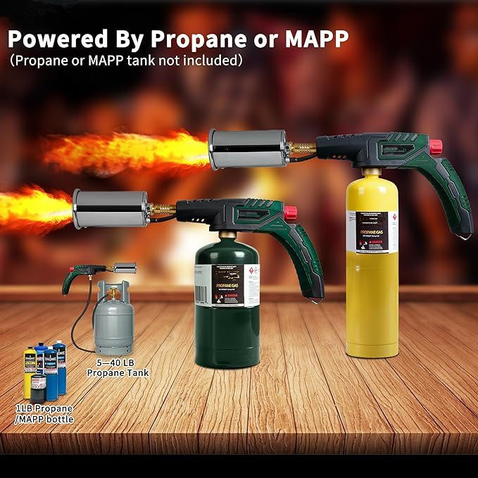 Powerful Grill Torch Charcoal Starter,Propane Searing Torch,Charcoal Lighter Campfire Starter,Fire Starter Torch,Sous Vide,Kitchen torch, Charcoal BBQ Grill Gun,Cooking Torch (Fuel Not Included)