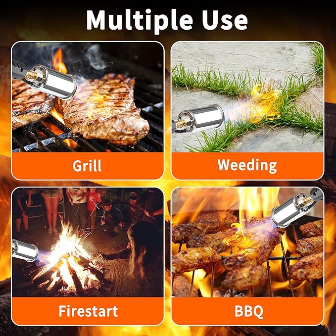 Powerful Grill Torch Charcoal Starter,Propane Searing Torch,Charcoal Lighter Campfire Starter,Fire Starter Torch,Sous Vide,Kitchen torch, Charcoal BBQ Grill Gun,Cooking Torch (Fuel Not Included)