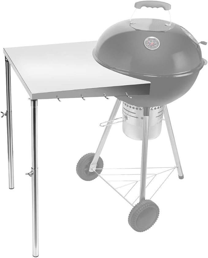 Stainless Steel Work Table Fits All Weber 18", 22", 26" Charcoal Kettle Grills and Other Similar Size Charcoal Kettle Grills