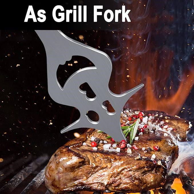 BBQ Grill Accessories for Gas Grill Charcoal Grill, 6 in 1 Grill Tools for Outdoor Barbecue Grill, 14 Inch Grill Utensils, Unique Gill Fork, Dad Gifts, Father's Day Gifts, Gifts for Men, Dad, Husband