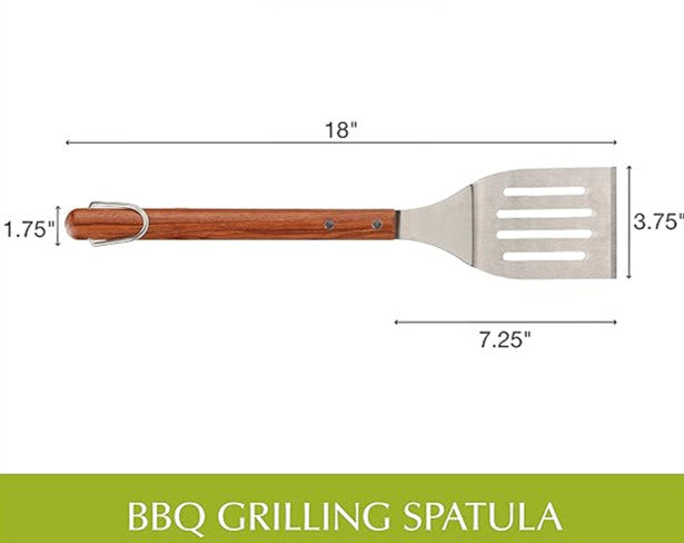 BBQ Grill Spatula Flipper, 18" | Flip Burgers & Other Food w/ Long Handle that Keeps Hands Safe from Fire | Made from Stainless Steel & Rosewood