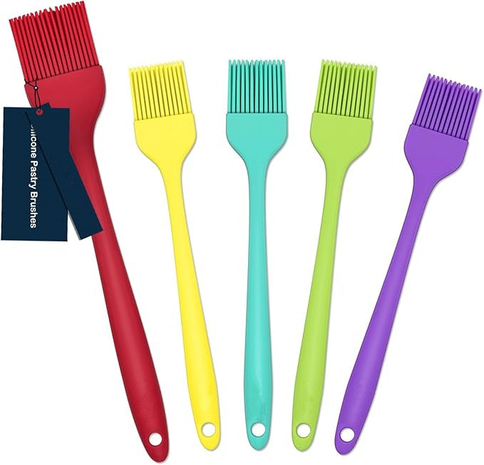 Silicone Heat Resistant Marinading Meat Grill Basting Pastry Brush for Oil Butter Sauce Sausages Desserts Turkey Baster Grill Barbecue, Multicolor