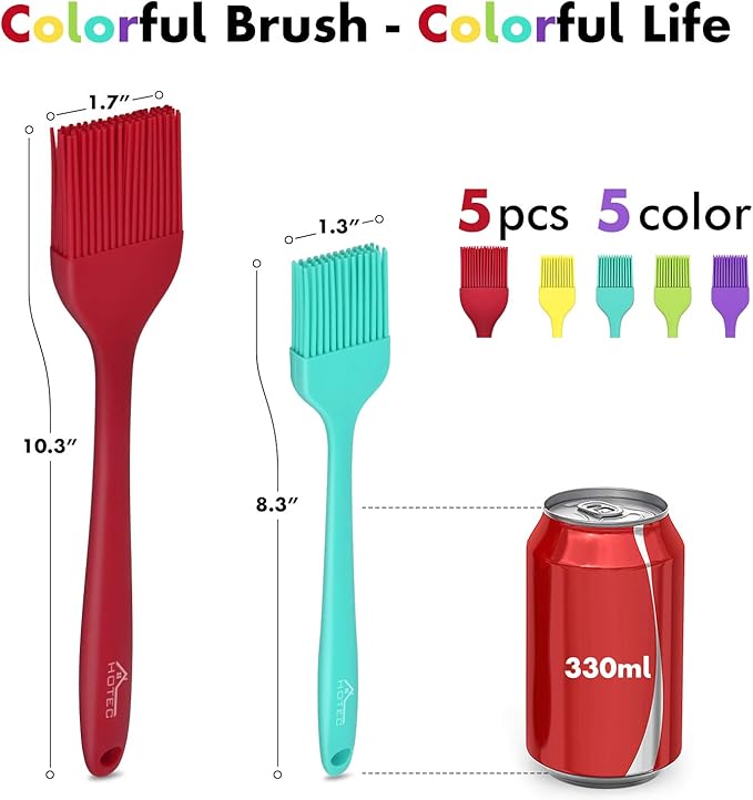 Silicone Heat Resistant Marinading Meat Grill Basting Pastry Brush for Oil Butter Sauce Sausages Desserts Turkey Baster Grill Barbecue, Multicolor