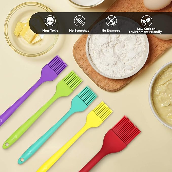 Silicone Heat Resistant Marinading Meat Grill Basting Pastry Brush for Oil Butter Sauce Sausages Desserts Turkey Baster Grill Barbecue, Multicolor