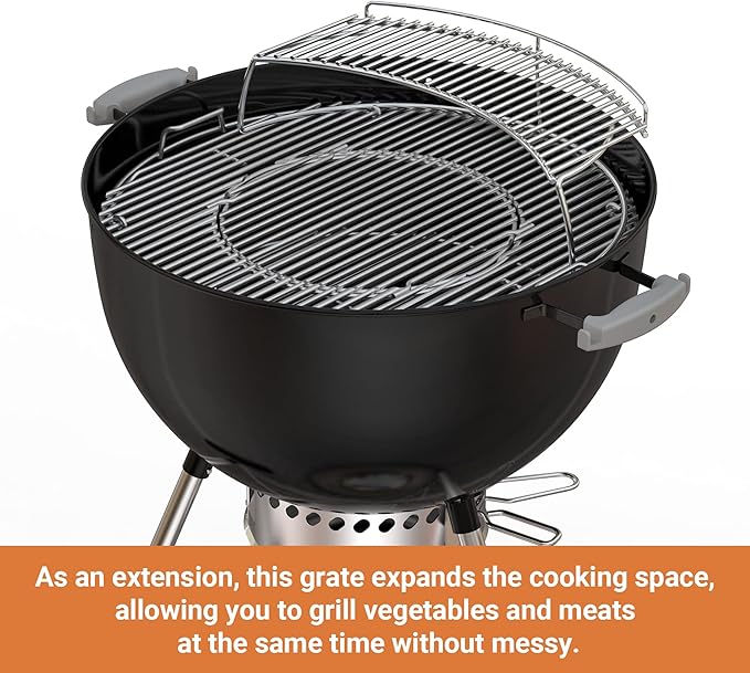 Stainless Steel Warming Cooking Rack Fits for Charcoal Kettle Grills Like Weber,Char-Broil and Ceramic Grills Like Large Big Green Egg,Kamado Joe Classic,Pit Boss K22,Louisiana K22,17 3/4"