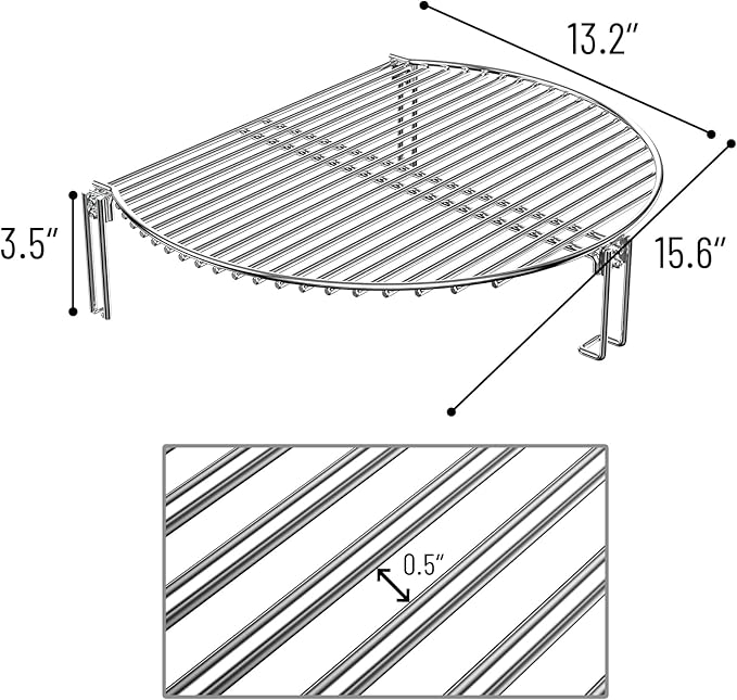 Stainless Steel Grill Expander Cooking Grate for Charcoal Kettle/Ceramic Grills, Compatible with Weber/Char-Broil/Large Big Green Egg/Kamado Joe Classic/Pit Boss