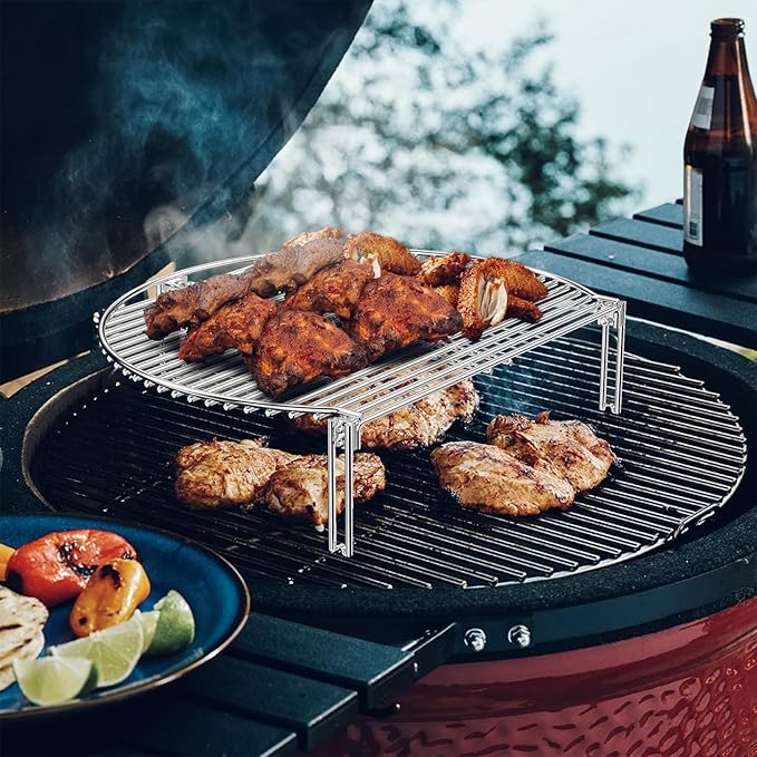 Stainless Steel Grill Expander Cooking Grate for Charcoal Kettle/Ceramic Grills, Compatible with Weber/Char-Broil/Large Big Green Egg/Kamado Joe Classic/Pit Boss