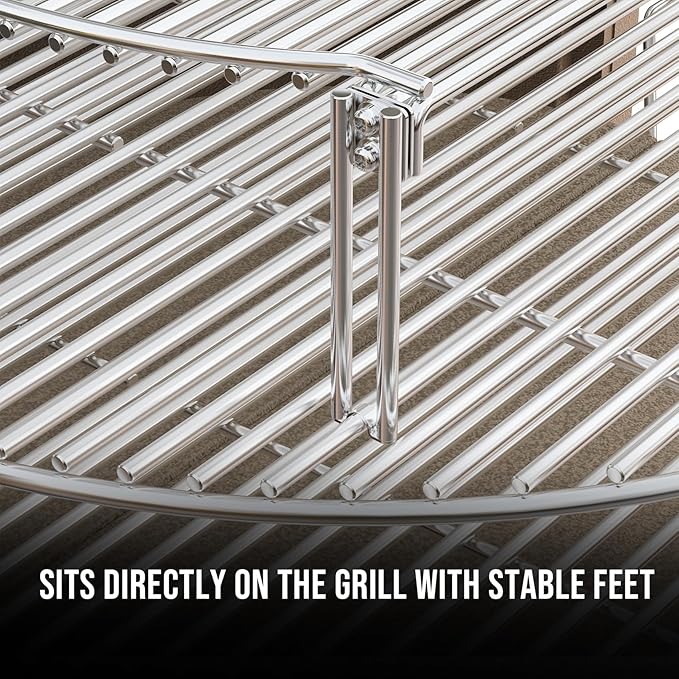 Stainless Steel Grill Expander Cooking Grate for Charcoal Kettle/Ceramic Grills, Compatible with Weber/Char-Broil/Large Big Green Egg/Kamado Joe Classic/Pit Boss