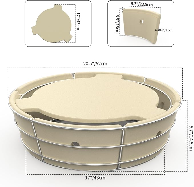 Stainless Steel Charcoal Ash Basket, Charcoal Firebox Set with Heat Deflector for Weber 22-inch Kettle Charcoal Grills