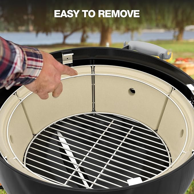 Stainless Steel Charcoal Ash Basket, Charcoal Firebox Set with Heat Deflector for Weber 22-inch Kettle Charcoal Grills