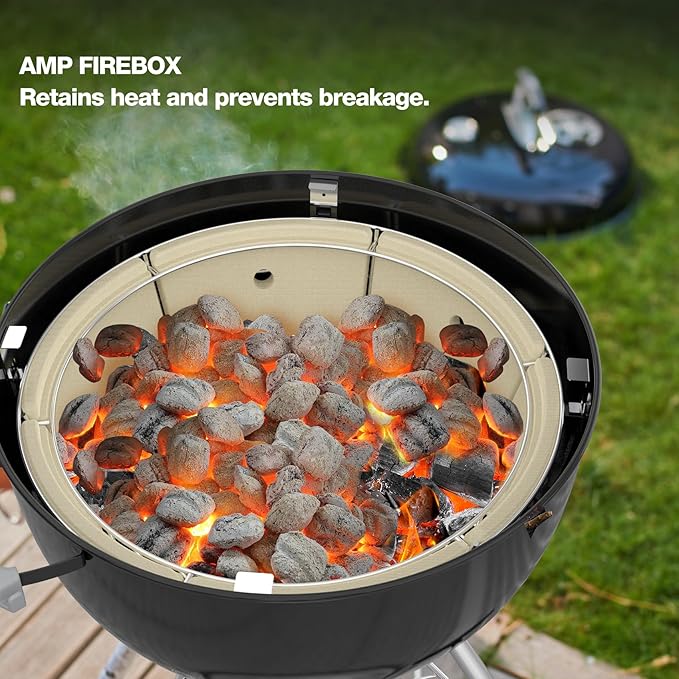 Stainless Steel Charcoal Ash Basket, Charcoal Firebox Set with Heat Deflector for Weber 22-inch Kettle Charcoal Grills