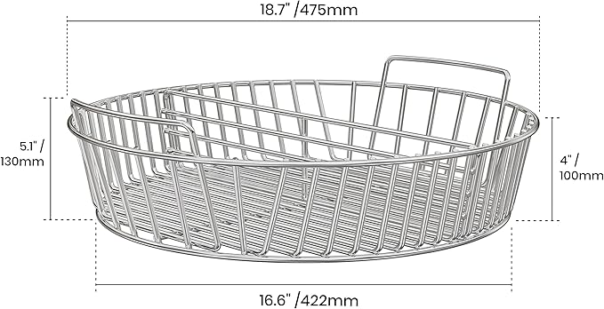 Stainless Steel Charcoal Ash Basket Charcoal Briquet Holder BBQ Accessories for Weber 22" Kettle Grills