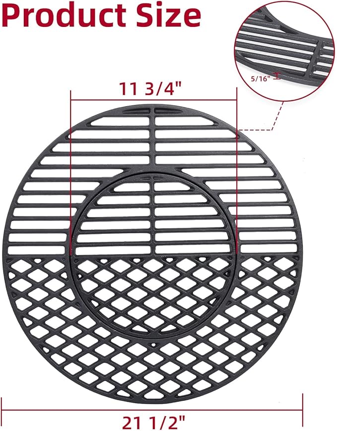 8835 Cast Iron Grill Grate Replacement Gourmet BBQ System for Weber 22 Inch Kettle, Performer & Charcoal Grills, 21.5 Inch