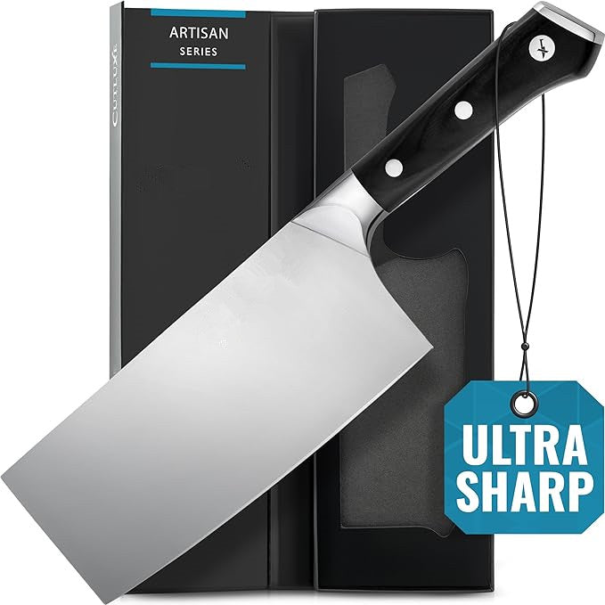 Cleaver Knife - 7" Meat Cleaver, Butcher Knife for Meat Cutting – German Steel Blade, Full Tang, Ergonomic Handle Design