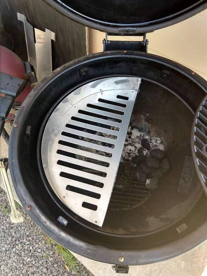 Half Moon Searing Tray Stainless Charcoal Ash Basket for Char-Griller Akorn Kamado, Blaze Grill Kamado, Pit Boss 24, and Many Large Kamado Grills
