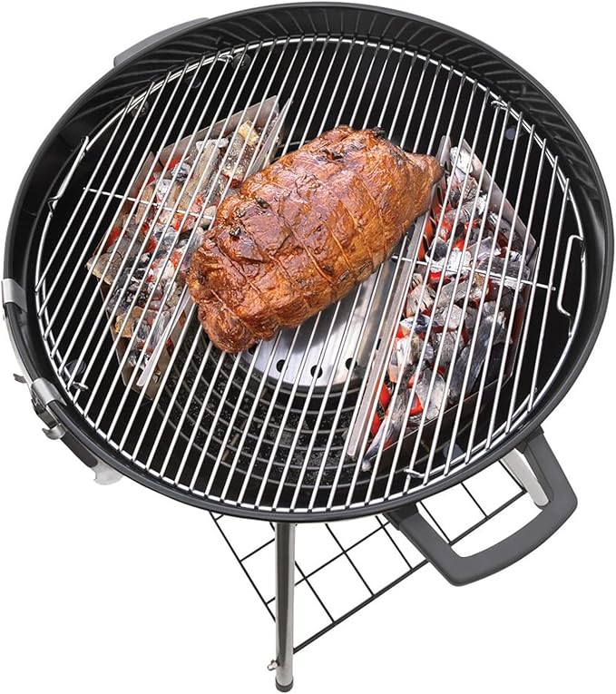 grill baskets for kettle grills 22“, Charcoal Basket Stainless Steel Char Holder, Compatible with Weber Grilling Accessories Charcoal Container Contoured Carbon Briquet Grilling Baskets(2 Pieces)