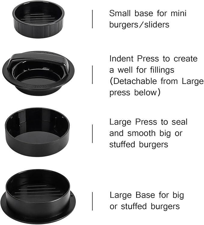 Hamburger Press Patty Maker, Burger Press, 3 in 1 Non-Stick Meat Beef Veggie Hamburger Mold, Kitchen Gadgets to Make Patty for Stuffed Slider BBQ Barbecue Grilling