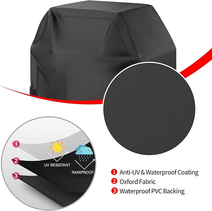 Grill Cover, 40 inch Small Gas Grill Cover for Outdoor Grill, Waterproof, Weather Resistant, UV & Fade Resistant, BBQ Grill Cover with Hook and Loop Straps, Black