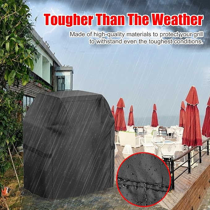 Grill Cover, 40 inch Small Gas Grill Cover for Outdoor Grill, Waterproof, Weather Resistant, UV & Fade Resistant, BBQ Grill Cover with Hook and Loop Straps, Black