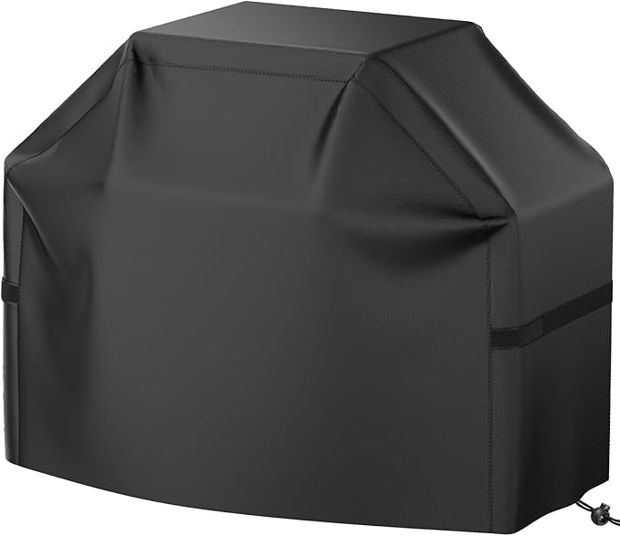 Grill Cover, BBQ Grill Cover, Waterproof, Weather Resistant, Rip-Proof, Anti-UV, Fade Resistant, with Hook-and-Loop Straps, Gas Grill Cover for Most Grills, 48 inch, Black