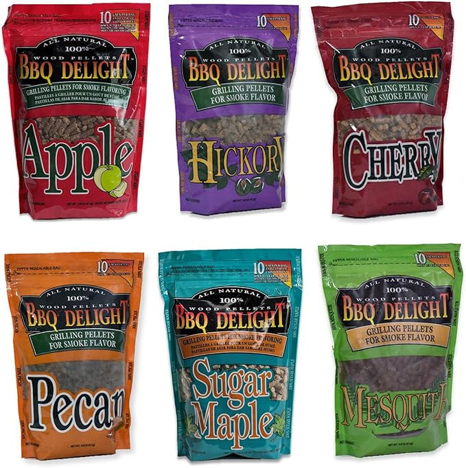 Wood Smoking Pellets - Super Smoker Variety Value Pack - 1 Lb. Bag - Apple, Hickory, Mesquite, Cherry, Pecan and Sugar Maple