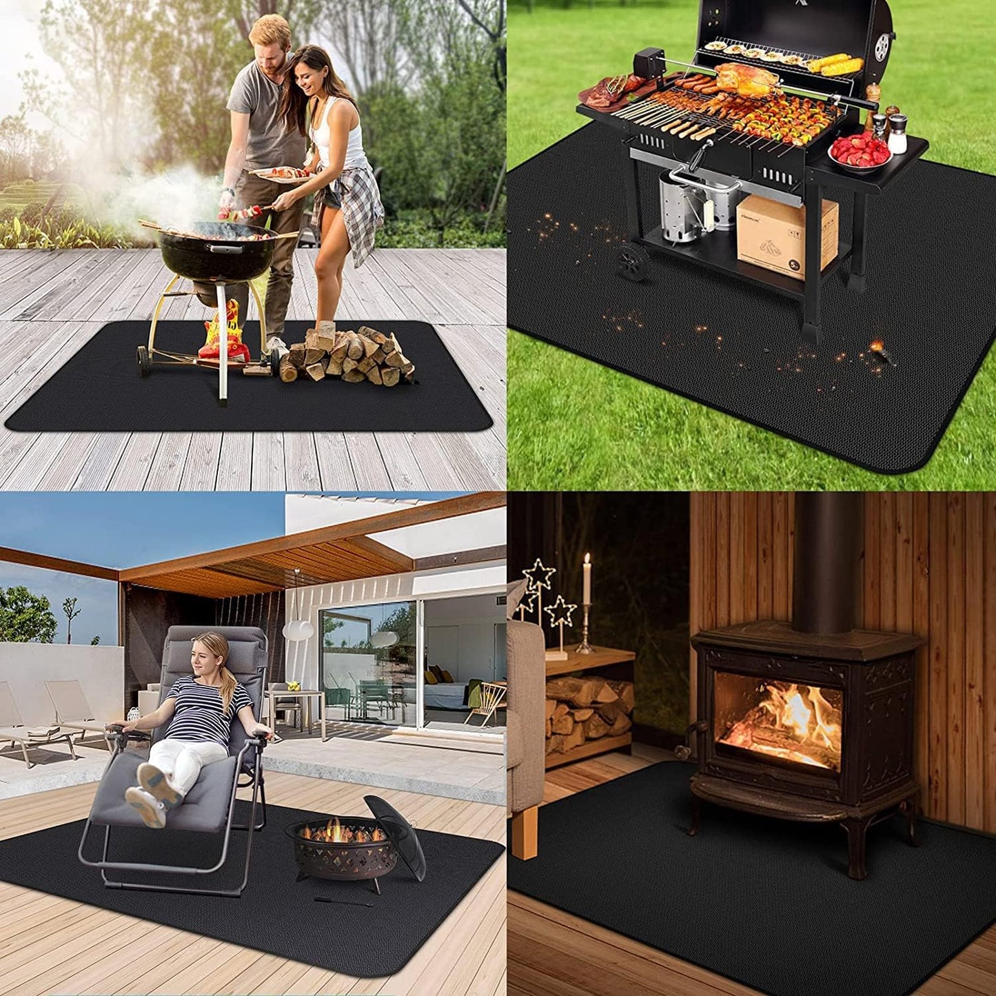 Large 65 x 48 inches Under Grill Mat for Outdoor Grill,Double-Sided Fireproof Grill Pad,Indoor Fireplace/Fire Pit Mat,Oil-Proof Waterproof BBQ Protector for Decks and Patios