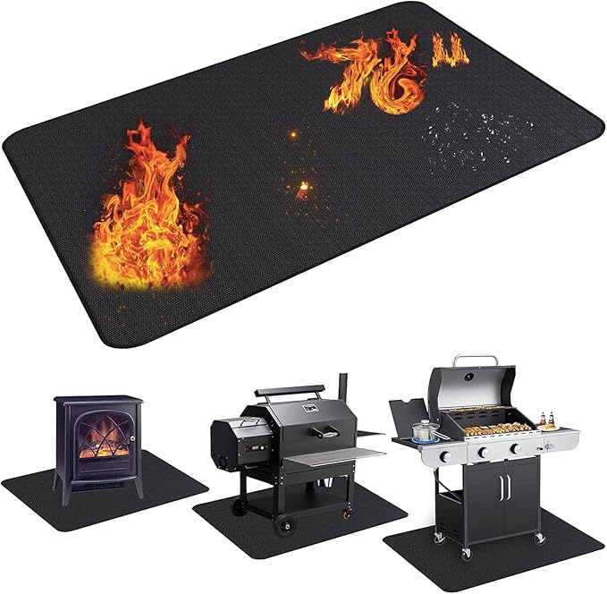 Large 76x48 inches Under Grill Mat for Outdoor Grill,Double-Sided Fireproof Grill Pad for Fire Pit,Indoor Fireplace Mat Fire Pit Mat,Oil-Proof Waterproof BBQ Protector for Deck and Patio