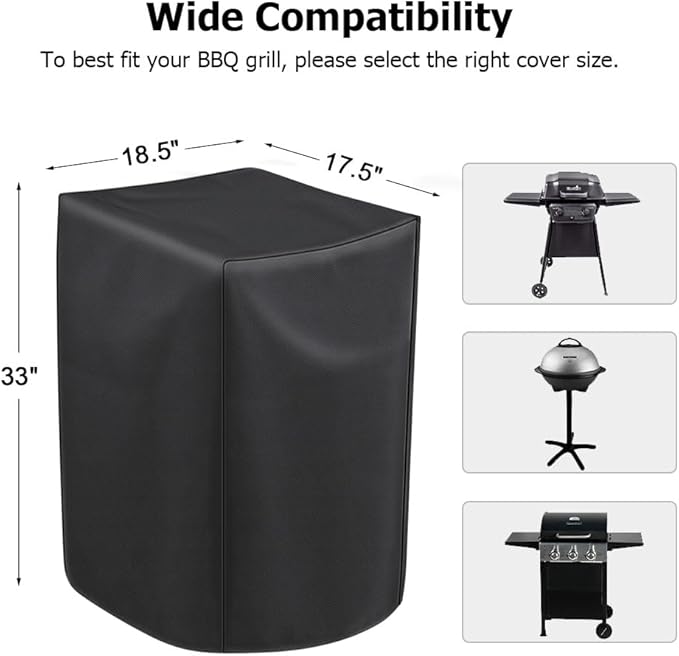 30in Electric Smoker Cover, Waterproof for Masterbuilt, Charbroil, Dyna Glo and More 30-Inch Vertical Smoker 18.5 L x 17.5 W x 33 H