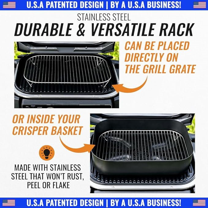 Stainless Steel Rack for Ninja Woodfire Outdoor Grill and Smoker, OG701 OG751 7-in-1 Wood Fire Electric Master Grill Air Fryer Accessories, Dishwasher Safe