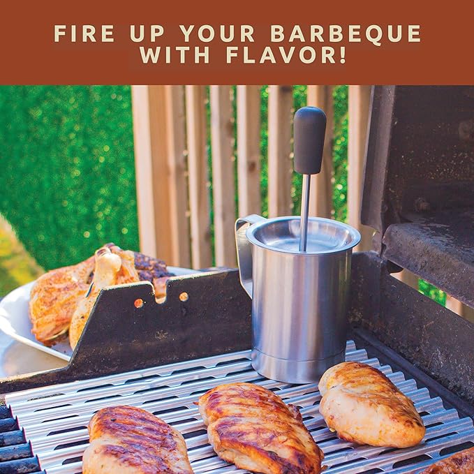 Basting Pot and Brush Set - Silicone Basting Brush for Cooking, Smoking - Barbecue Brush for Sauce, BBQ Basting Brush for Grill - Meat Brush for Basting, BBQ Sauce Pot, Meat Baster Set