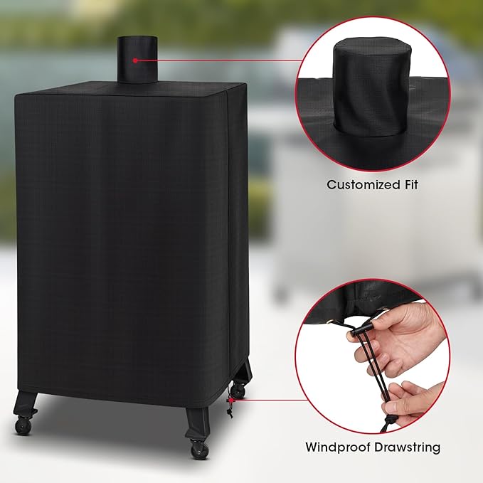 Vertical Smoker Cover Compatible with Pit Boss 4, 5, 7 Series, Wood Pellet Smoker Cover for Outside, Waterproof Outdoor BBQ Grill Cover, Compared to Pit Boss 73550
