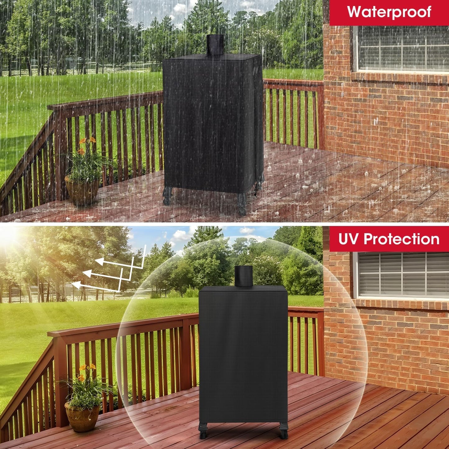 Vertical Smoker Cover Compatible with Pit Boss 4, 5, 7 Series, Wood Pellet Smoker Cover for Outside, Waterproof Outdoor BBQ Grill Cover, Compared to Pit Boss 73550