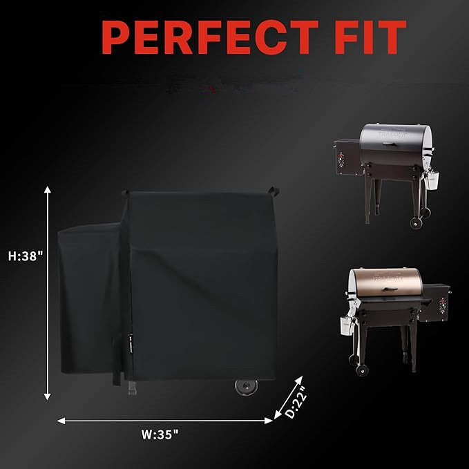 Grill Cover for Traeger 20 Series, Full Length Cover Compatible for Junior & Tailgater Grills, Heavy Duty Waterproof Wood Pellet Grill Cover.