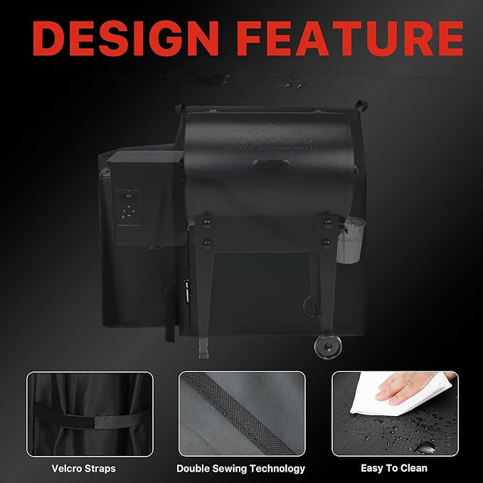 Grill Cover for Traeger 20 Series, Full Length Cover Compatible for Junior & Tailgater Grills, Heavy Duty Waterproof Wood Pellet Grill Cover.