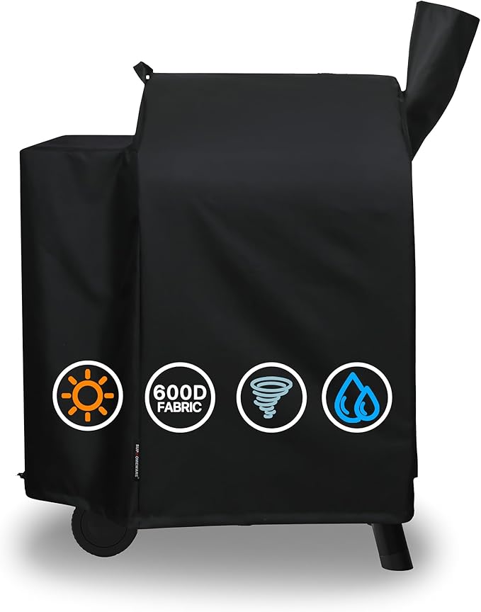 Grill Cover for Traeger Pro 22 Series Smokers, Full-Length Cover Grill Accessory, Heavy Duty Black Pellet Grill Cover for Z Grills 550B.