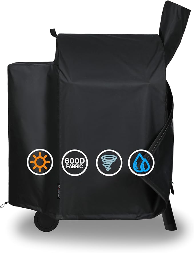 Girll Cover for Traeger Pro 22/575 Series Smokers, Full-Length Cover for Z Grill 550B, Heavy Duty Black Covers with Speacial Zipper Design.