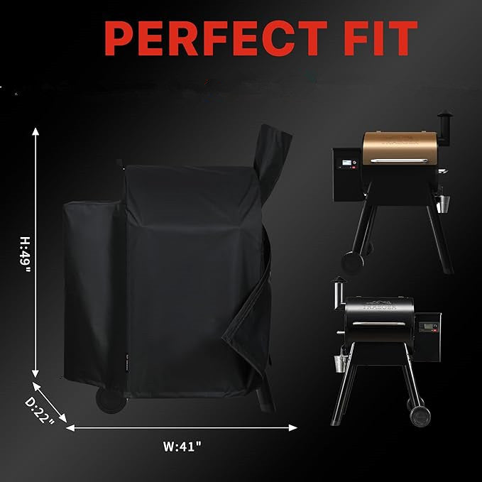 Girll Cover for Traeger Pro 22/575 Series Smokers, Full-Length Cover for Z Grill 550B, Heavy Duty Black Covers with Speacial Zipper Design.