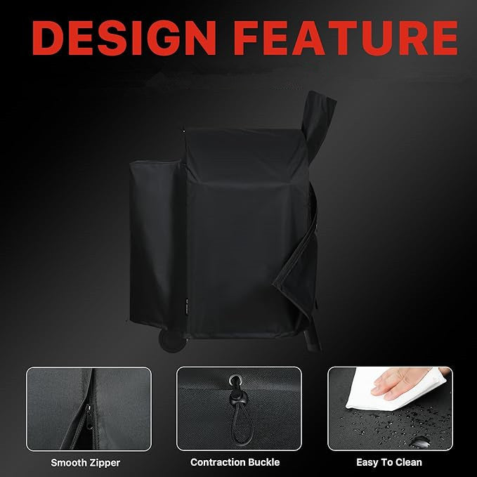 Girll Cover for Traeger Pro 22/575 Series Smokers, Full-Length Cover for Z Grill 550B, Heavy Duty Black Covers with Speacial Zipper Design.