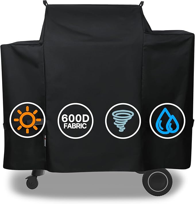 Girll Cover for Traeger Ironwood 650, Full-Length Smoker Cover Grill Accessory, Heavy Duty Waterproof Black Covers.