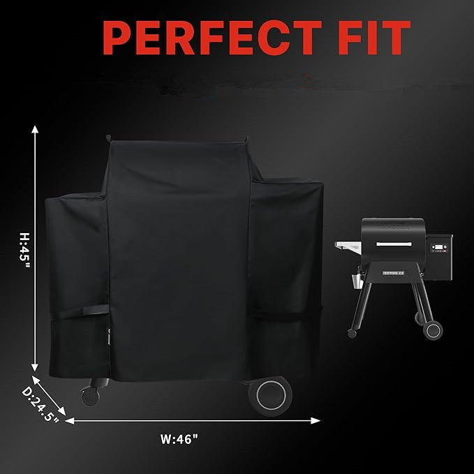 Girll Cover for Traeger Ironwood 650, Full-Length Smoker Cover Grill Accessory, Heavy Duty Waterproof Black Covers.