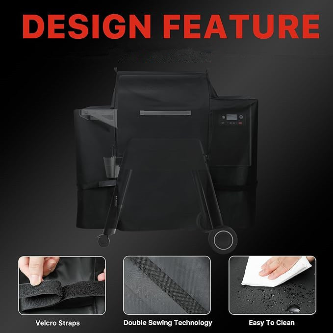 Girll Cover for Traeger Ironwood 650, Full-Length Smoker Cover Grill Accessory, Heavy Duty Waterproof Black Covers.