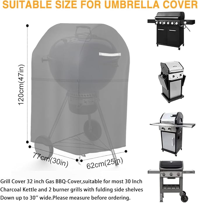 Grill Cover 30 inch BBQ Gas Grill Cover for Outdoor Grill, Heavy Duty Waterproof Small BBQ Grilling Cover Anti-UV Fade Resistant Material Barbecue Covers for Weber Char-Broil Nexgrill and More Grills